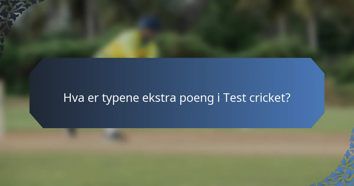 Hva er typene ekstra poeng i Test cricket?