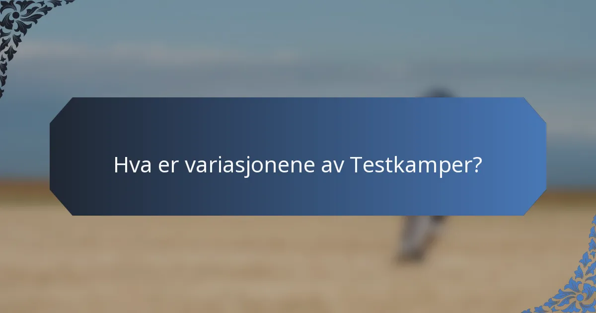 Hva er variasjonene av Testkamper?