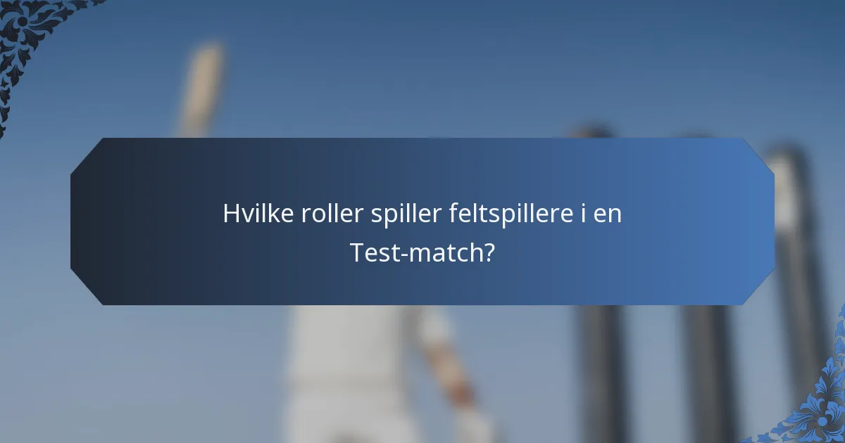 Hvilke roller spiller feltspillere i en Test-match?