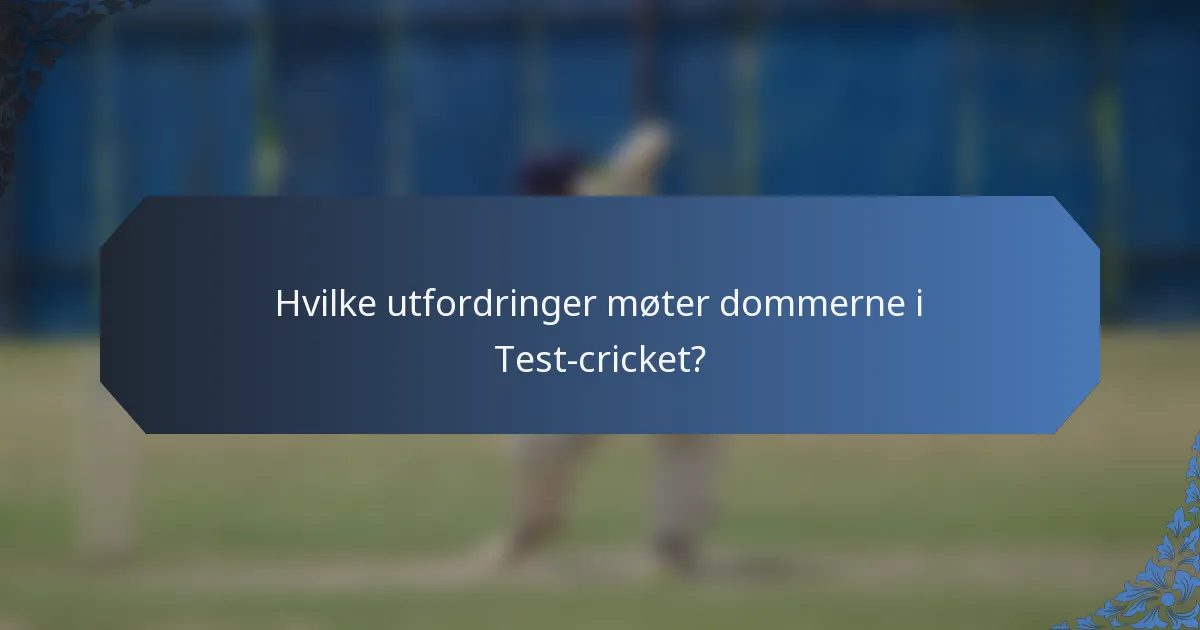 Hvilke utfordringer møter dommerne i Test-cricket?