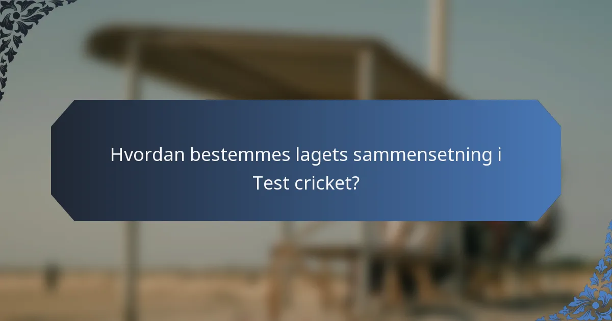 Hvordan bestemmes lagets sammensetning i Test cricket?